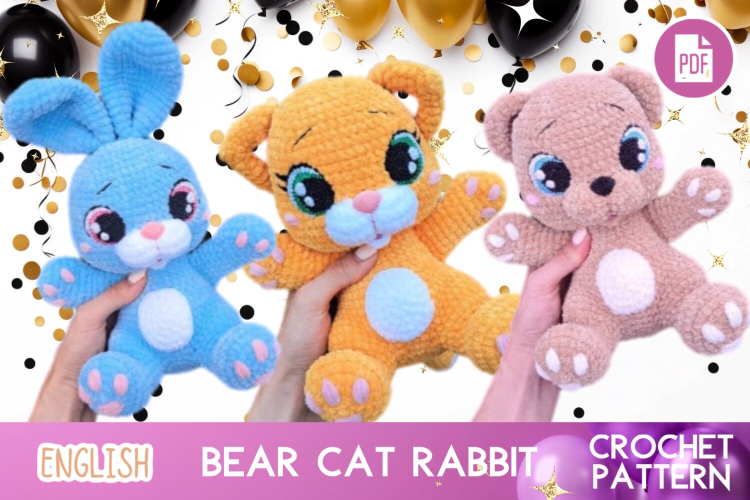 Rabbit Bear Cat / Toy Crochet Amigurumi Graphic by Ольга Лабутина · Creative Fabrica